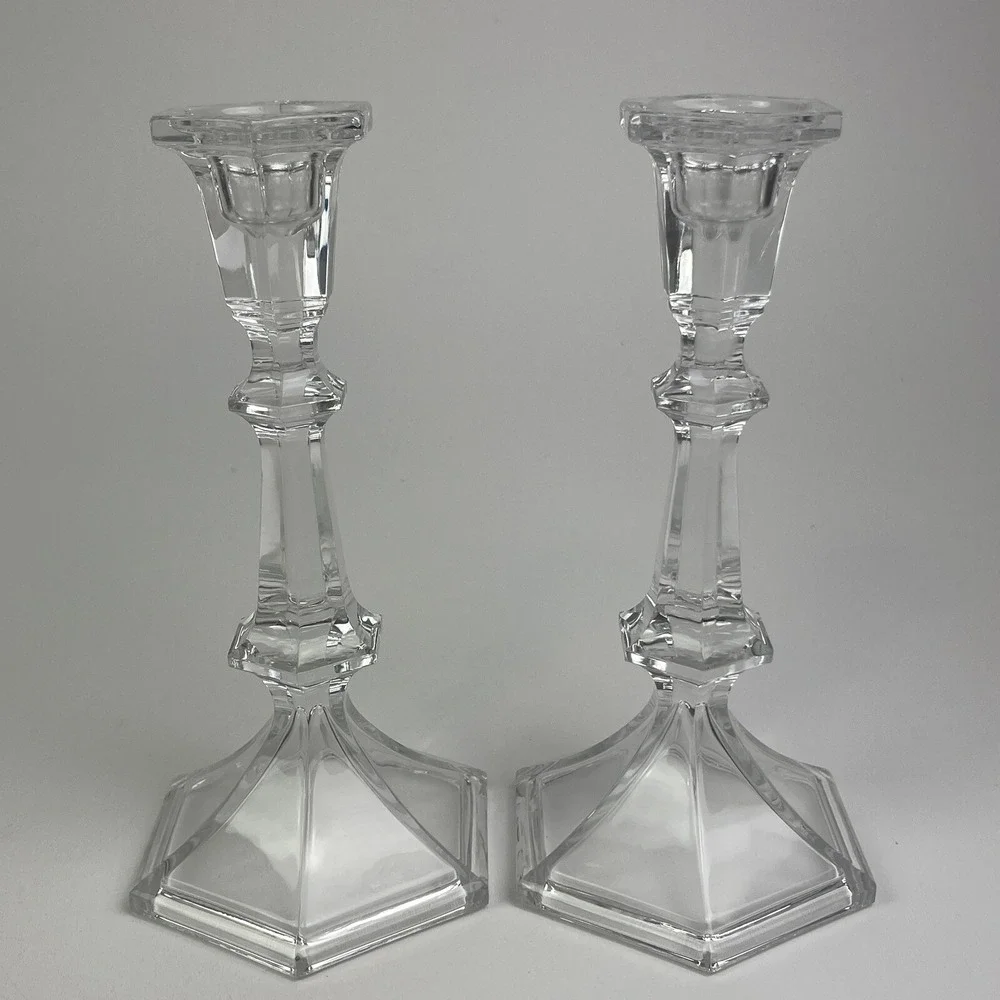 Lenox Crystal Candlestick Tapered Holder Set of 2 Tabletop Centerpiece 8